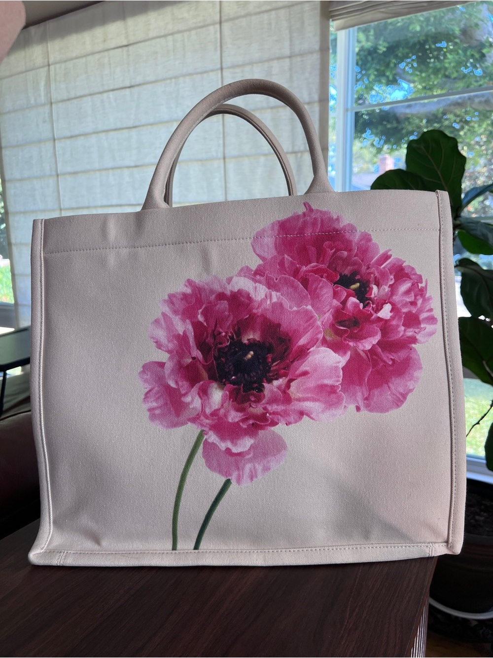 Express Pink Floral Canvas Tote Bag